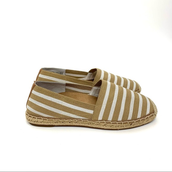 Vionic Shoes - Vionic Valeri Striped Espadrille Flats Tan & White